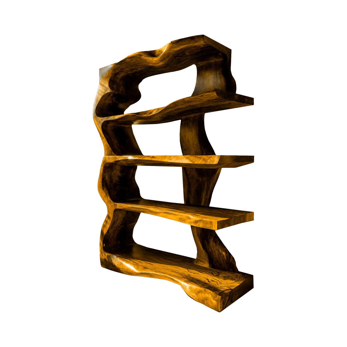 Lunara Sculpted Solid Wood Bathroom Display Shelf Teak - Timberustic Bathroom Display Shelf