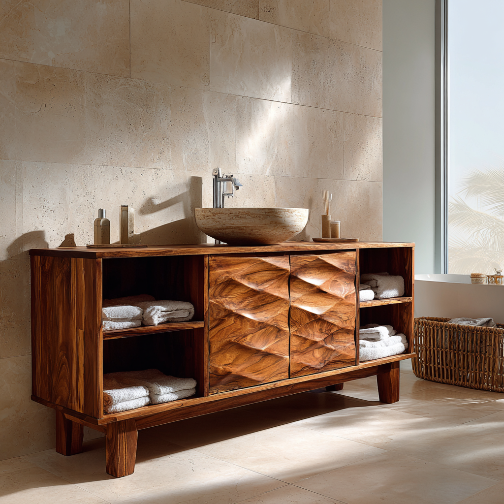 Lunara Sculpted Solid Wood Freestanding Bathroom Vanity with Drawers - Timberustic Freestanding Bathroom Vanity with Drawers