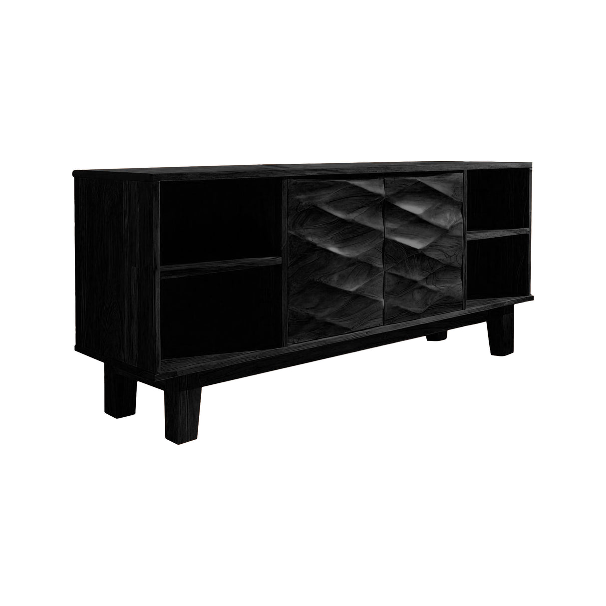 Lunara Sculpted Solid Wood Freestanding Bathroom Vanity with Drawers Black - Timberustic Freestanding Bathroom Vanity with Drawers