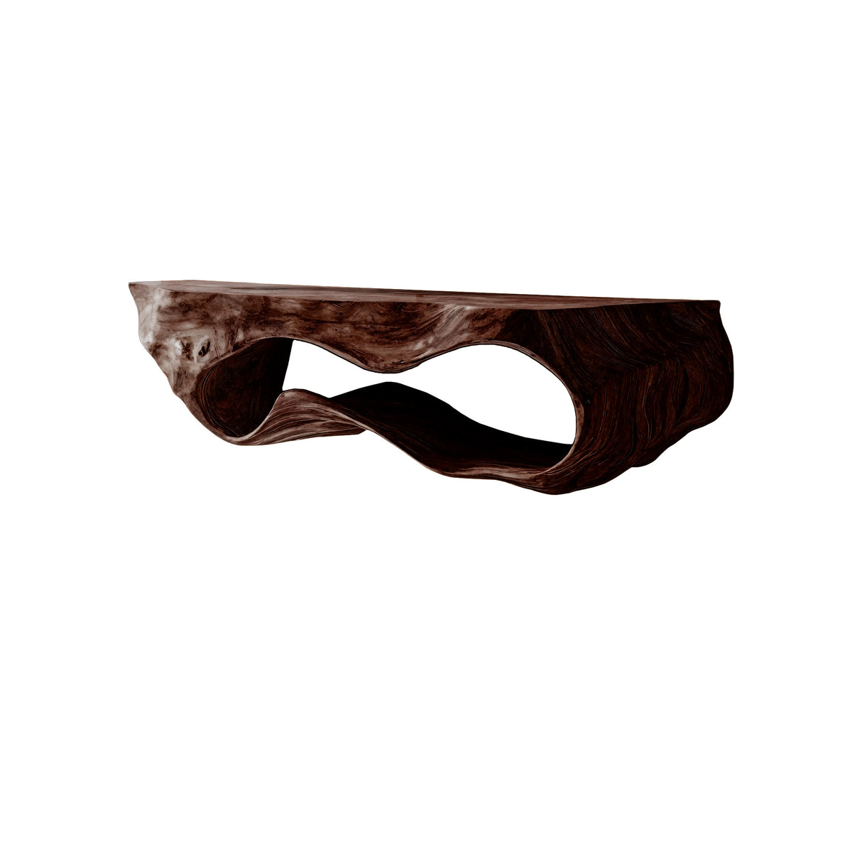 Lunara Sculpted Solid Wood Floating Bathroom Vanity with Open Storage Dark Walnut - Timberustic Floating Bathroom Vanity with Open Storage