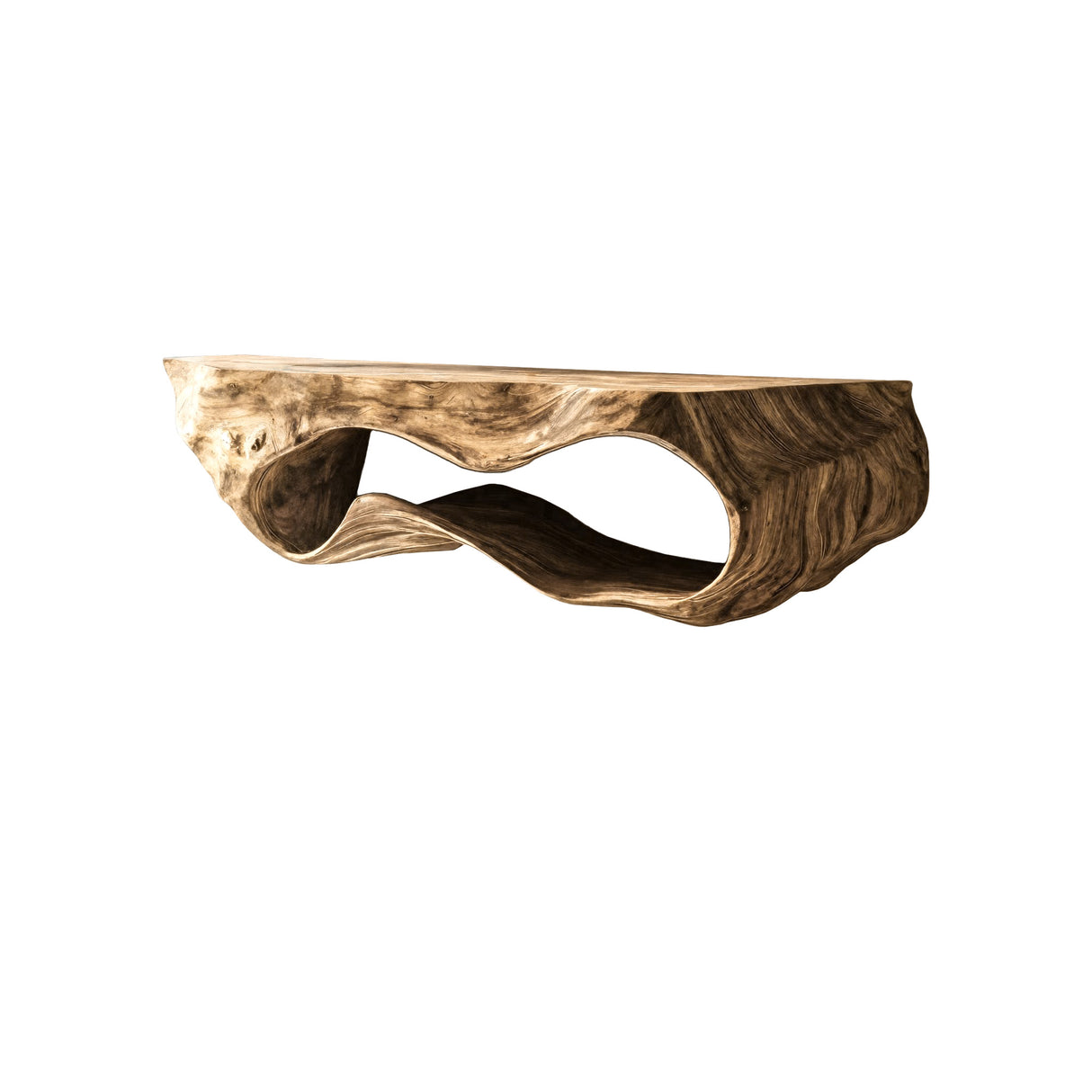 Lunara Sculpted Solid Wood Floating Bathroom Vanity with Open Storage Natural Oak - Timberustic Floating Bathroom Vanity with Open Storage