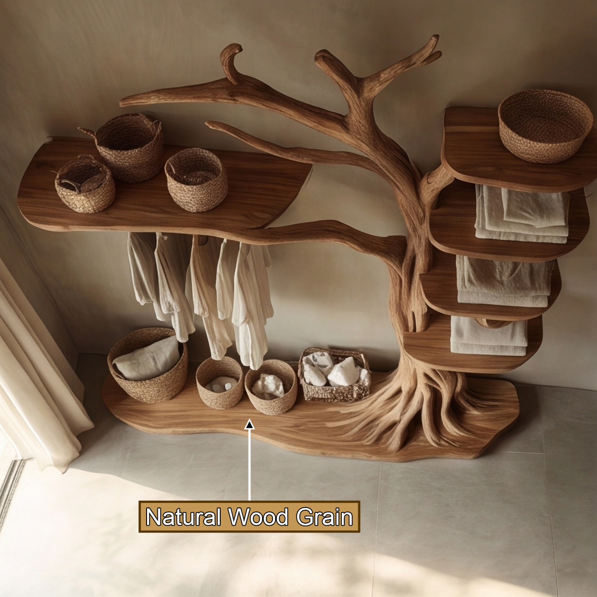 Lunareth Handcrafted Solid Wood Entryway Organizer - Timberustic Entryway Organizer