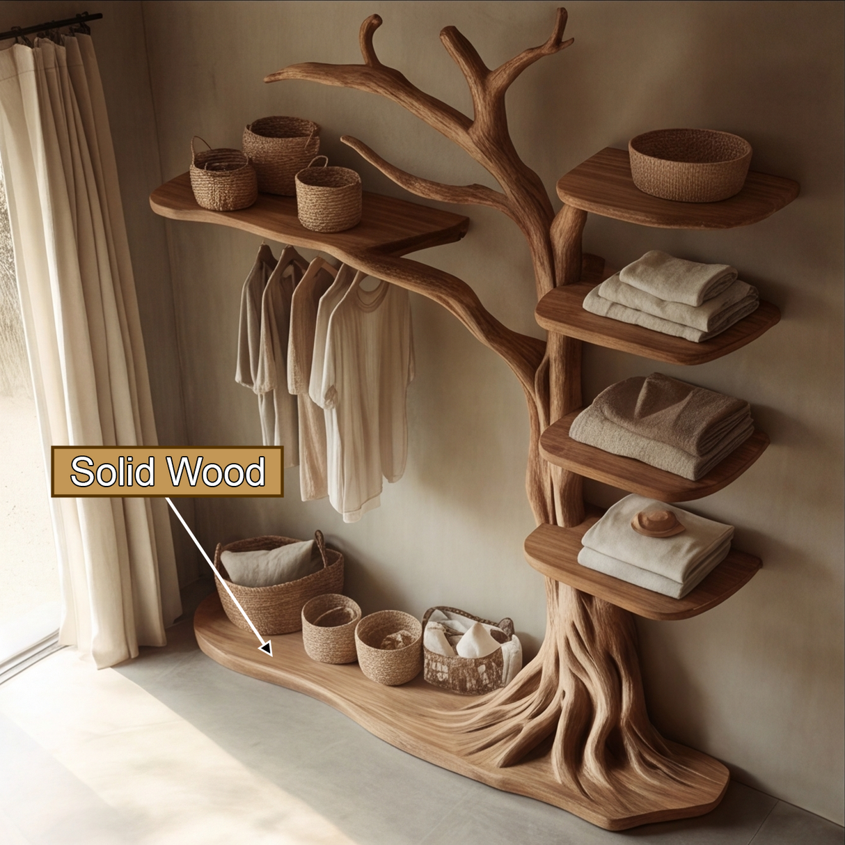 Lunareth Handcrafted Solid Wood Entryway Organizer - Timberustic Entryway Organizer