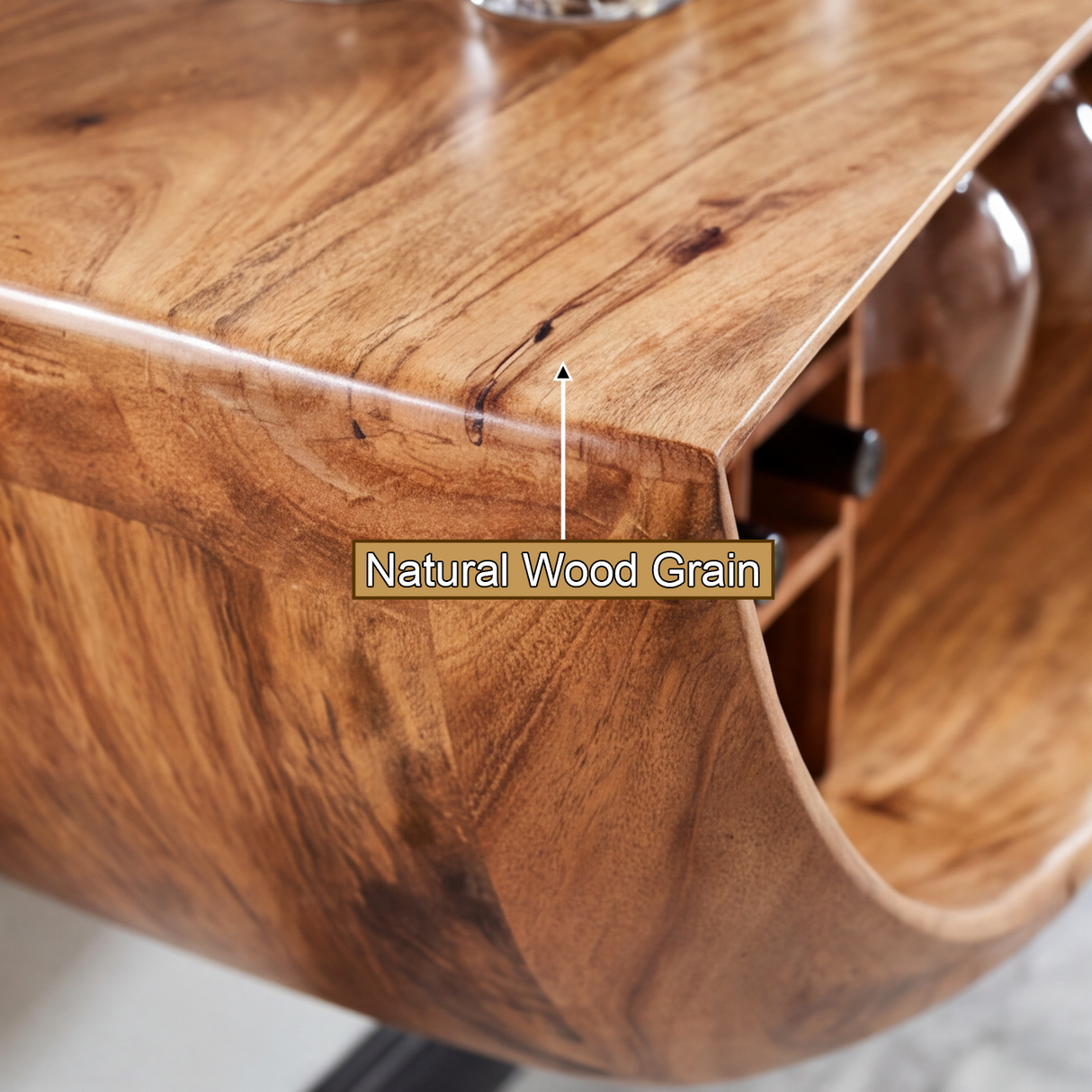 Lunareth Handcrafted Solid Wood Floating Bar Cabinet
