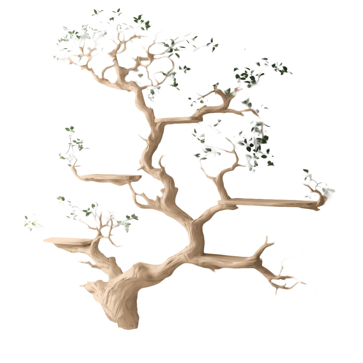 Lunareth Handcrafted Solid Wood Floating Tree Bookshelf