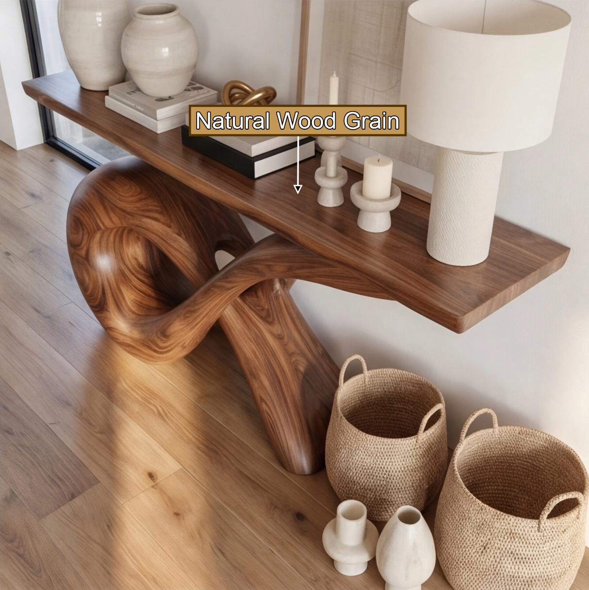 Lunareth Sculpted Solid Wood Console Table - Timberustic Console Table