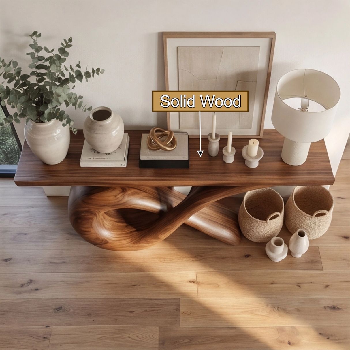 Lunareth Sculpted Solid Wood Console Table - Timberustic Console Table