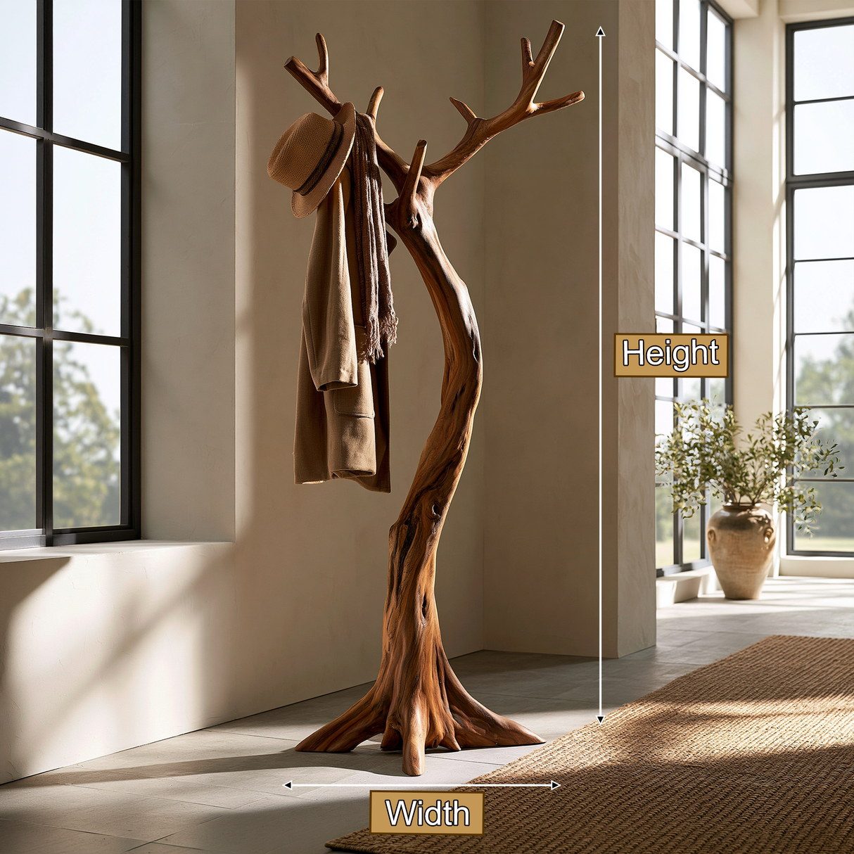Lunareth Sculpted Solid Wood Tree Coat Rack - Timberustic Tree Coat Rack