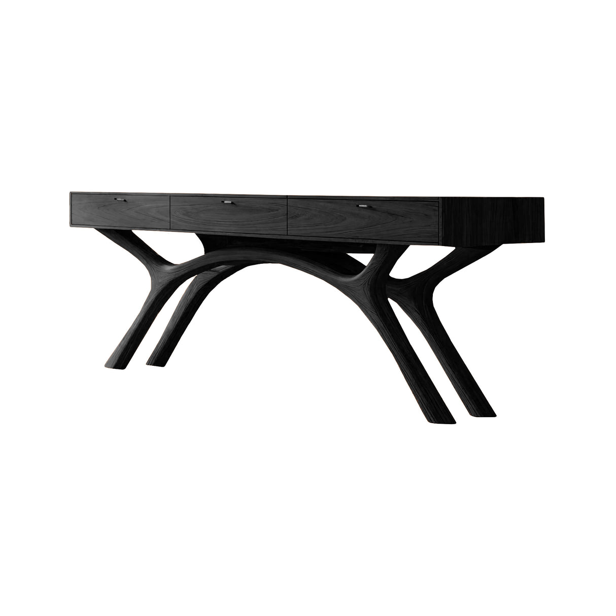 Lunaris Arc Handcrafted Solid Wood Console Table Black - Timberustic Console Table