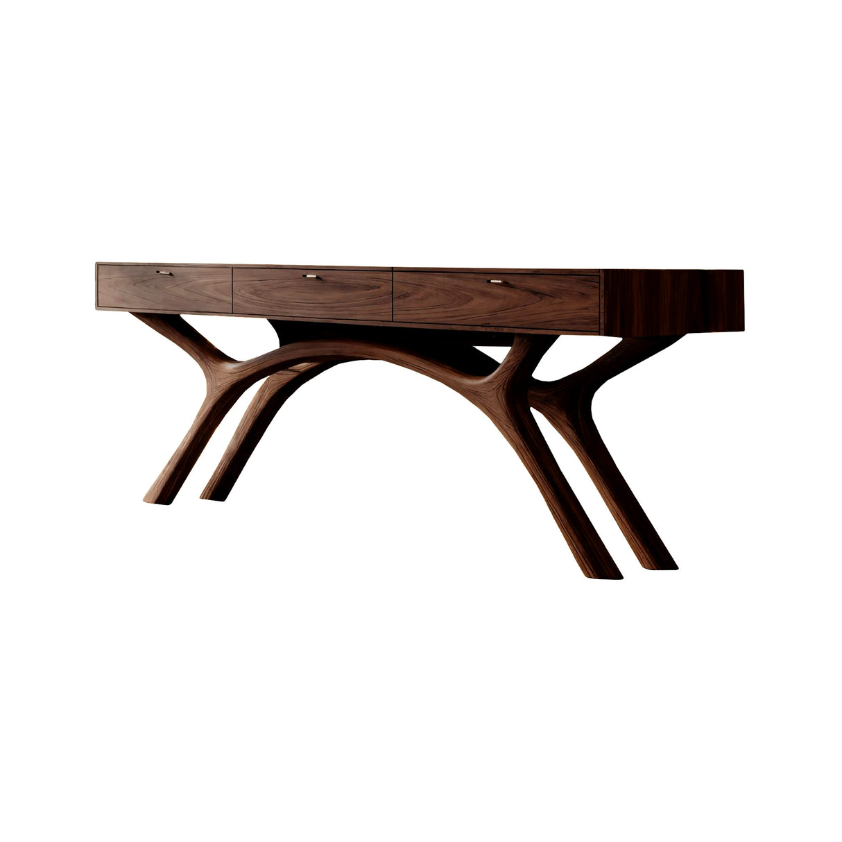 Lunaris Arc Handcrafted Solid Wood Console Table Dark Walnut - Timberustic Console Table