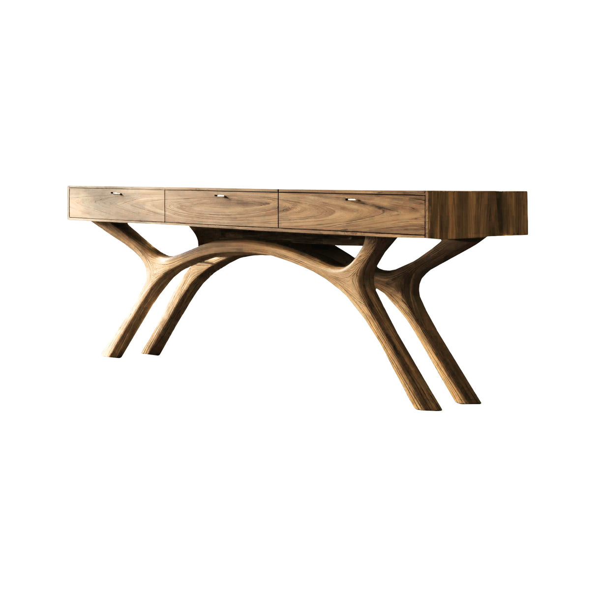 Lunaris Arc Handcrafted Solid Wood Console Table Natural Oak - Timberustic Console Table