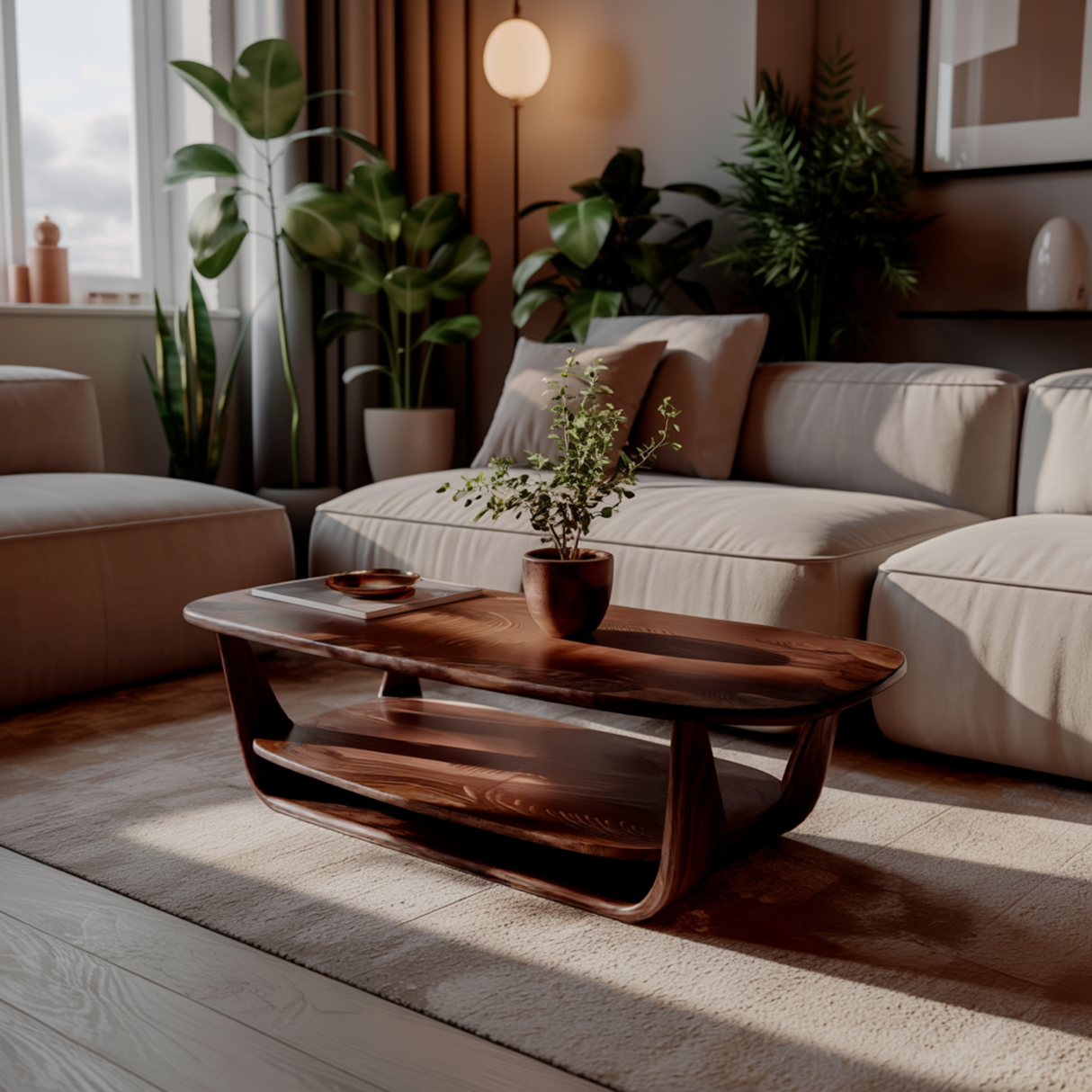 Lunaris Flow Handcrafted Wood Coffee Table - Timberustic Coffee Table
