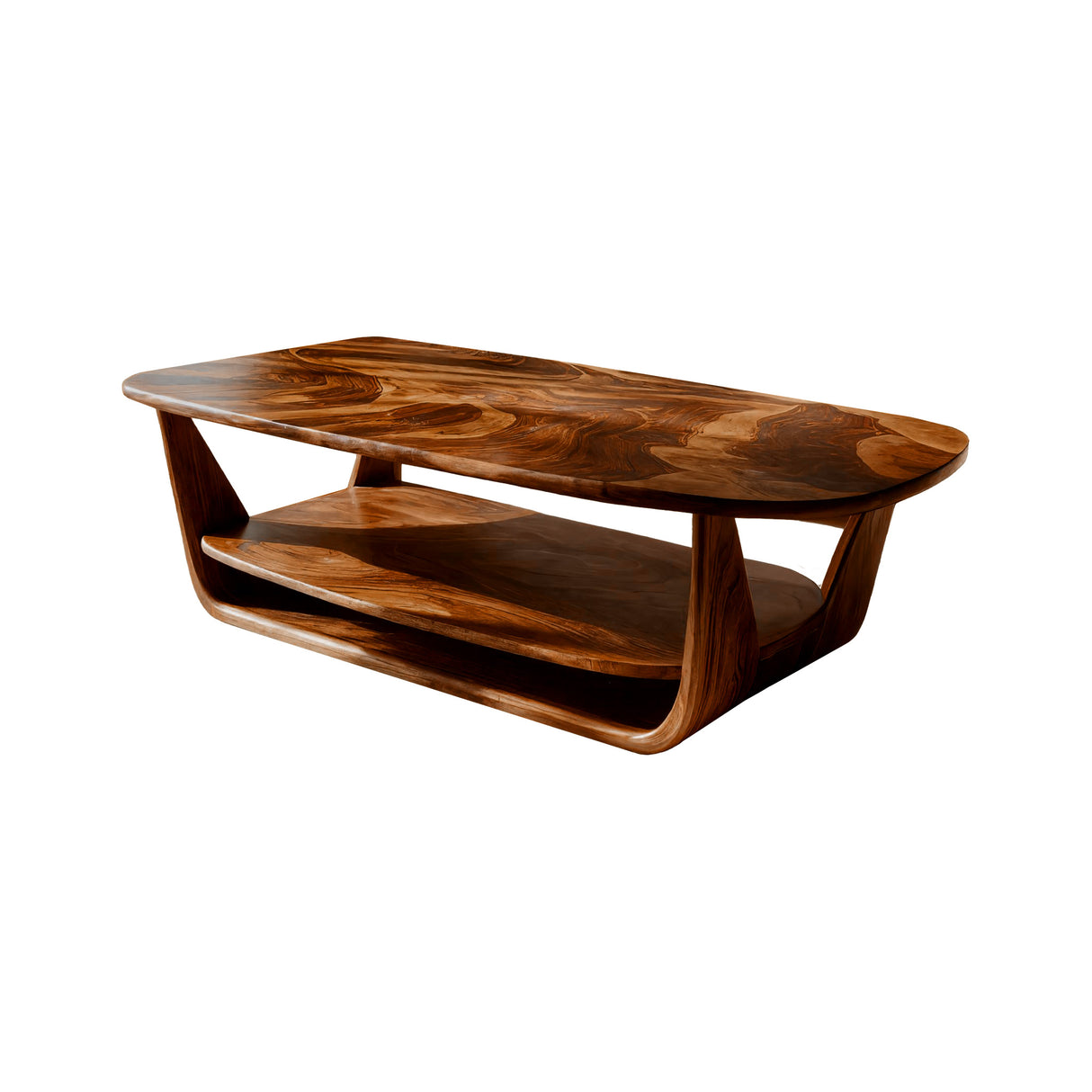 Lunaris Flow Handcrafted Wood Coffee Table Brown - Timberustic Coffee Table