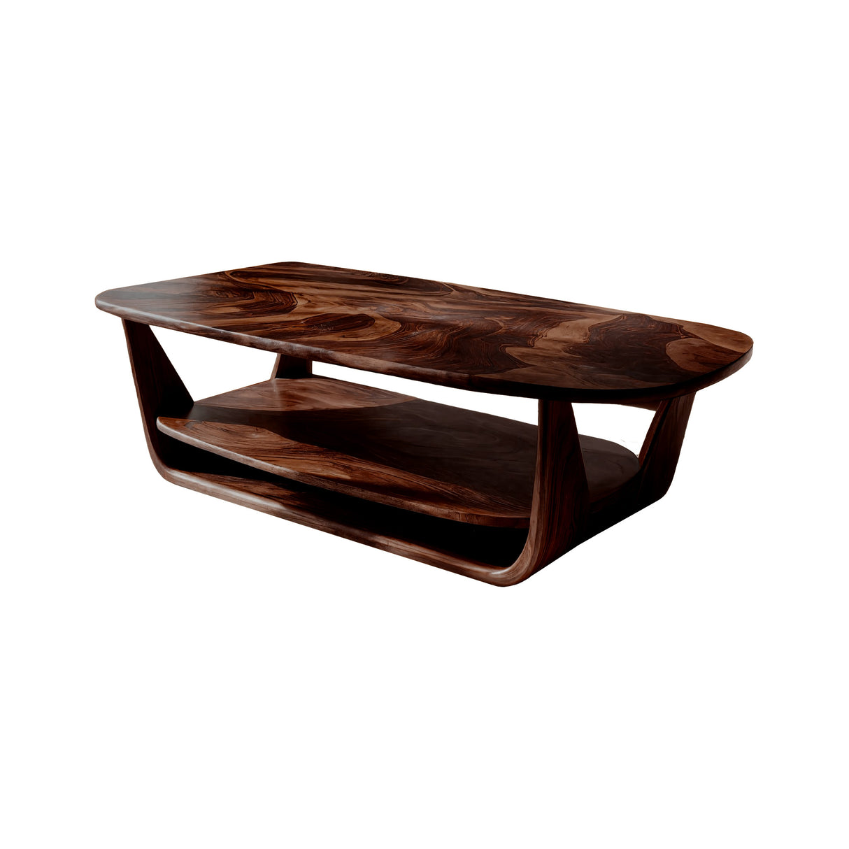 Lunaris Flow Handcrafted Wood Coffee Table Dark Walnut - Timberustic Coffee Table