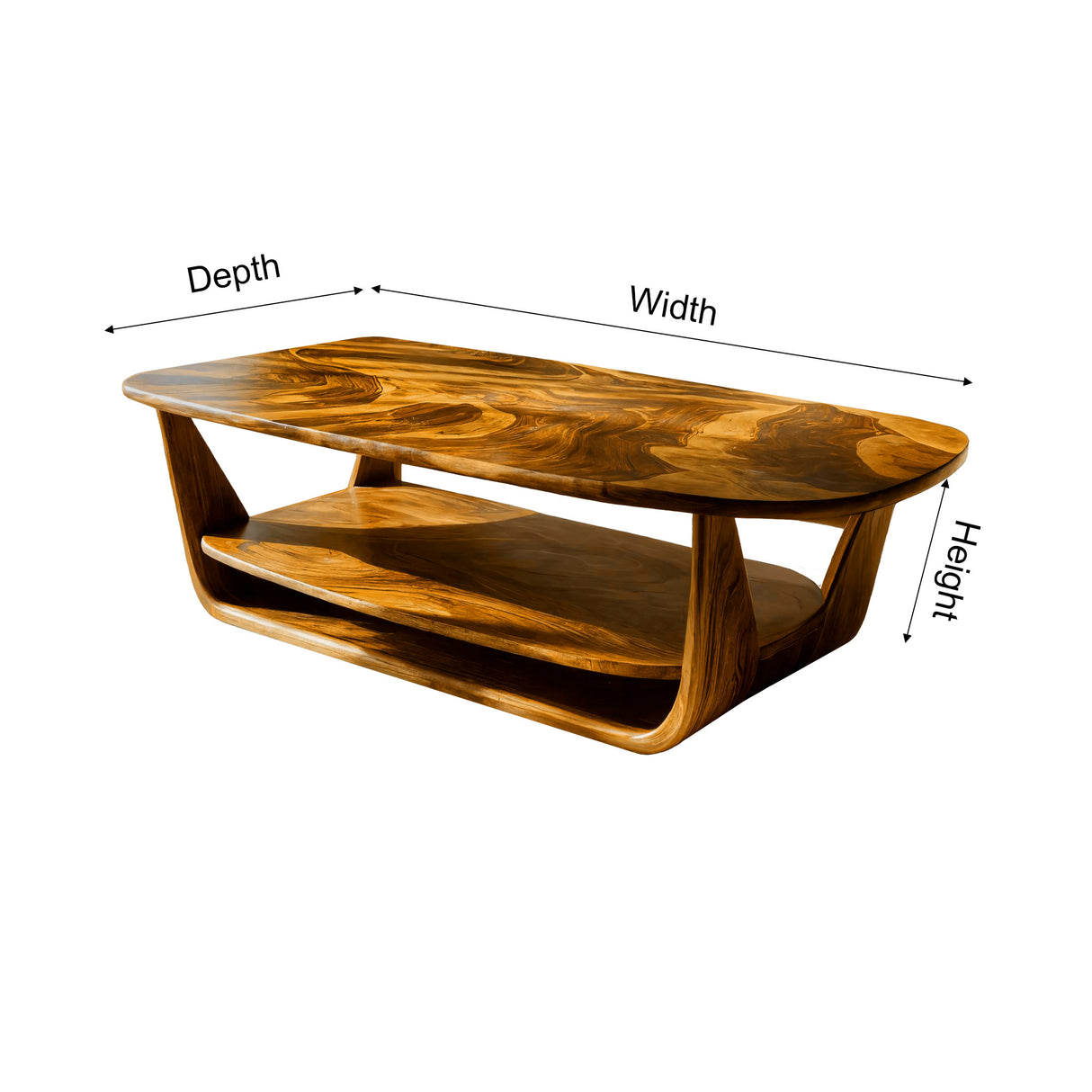 Lunaris Flow Handcrafted Wood Coffee Table - Timberustic Coffee Table