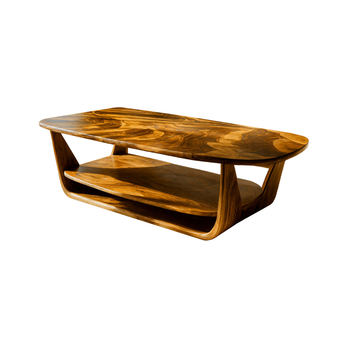 Lunaris Flow Handcrafted Wood Coffee Table Teak - Timberustic Coffee Table