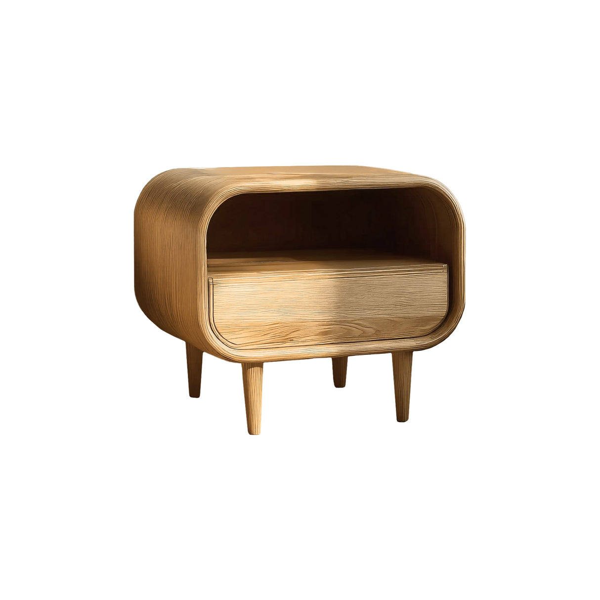Lunaris Solid Wood Bedside Table Natural Oak - Timberustic Bedside Table