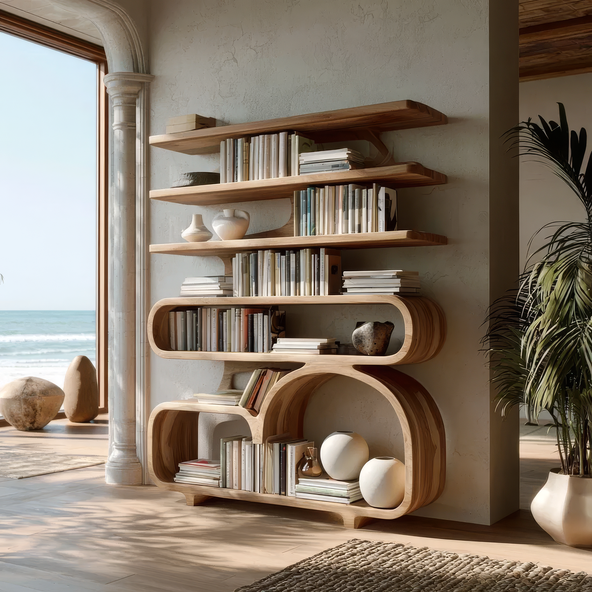 Lunaro Handcrafted Solid Wood Bookshelf SPA039523