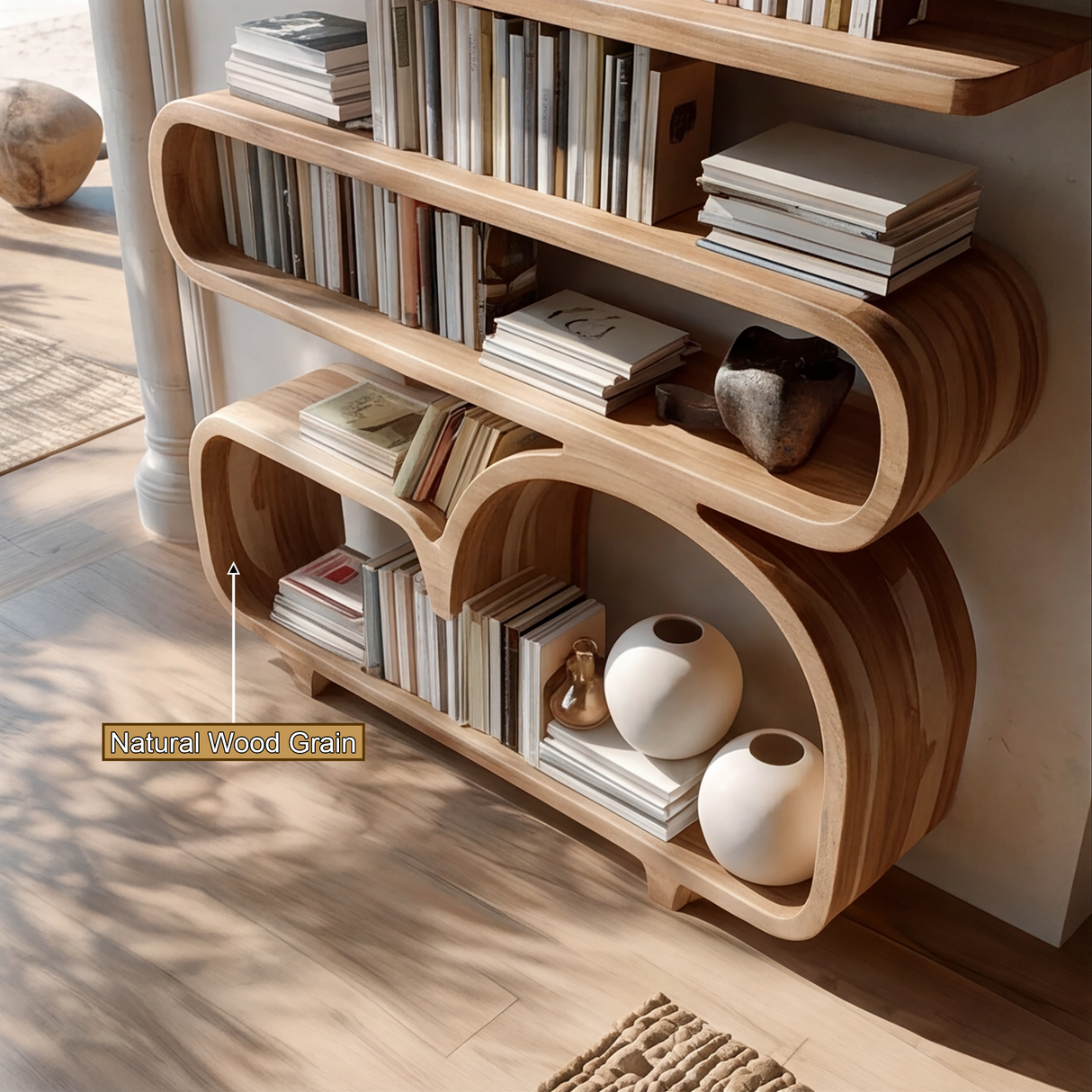 Lunaro Handcrafted Solid Wood Bookshelf SPA039523