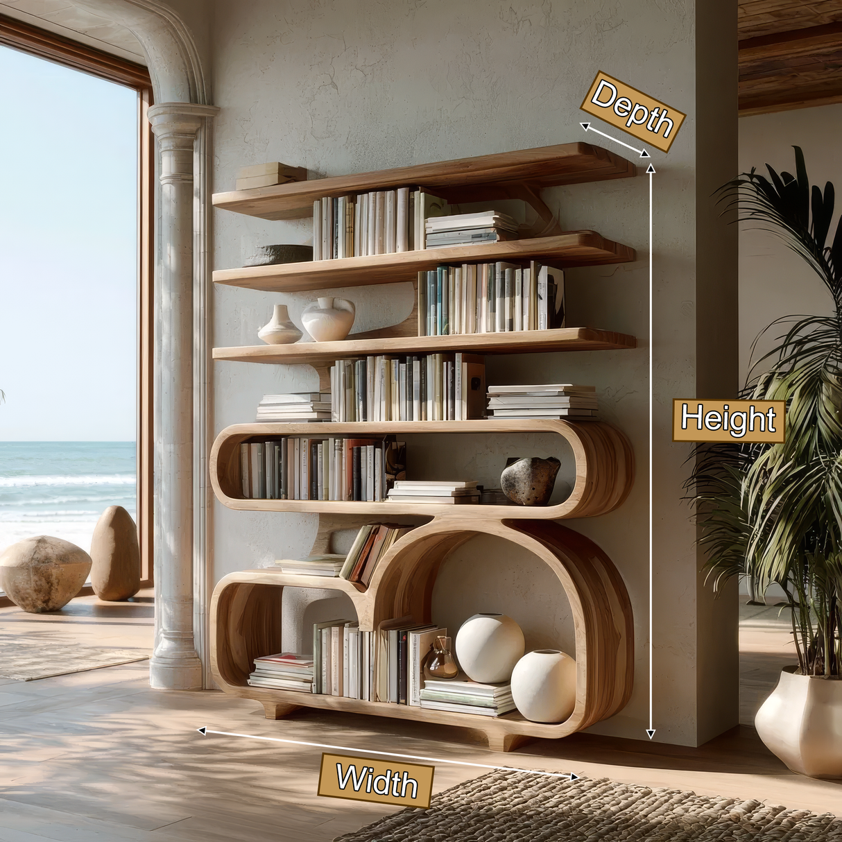 Lunaro Handcrafted Solid Wood Bookshelf SPA039523