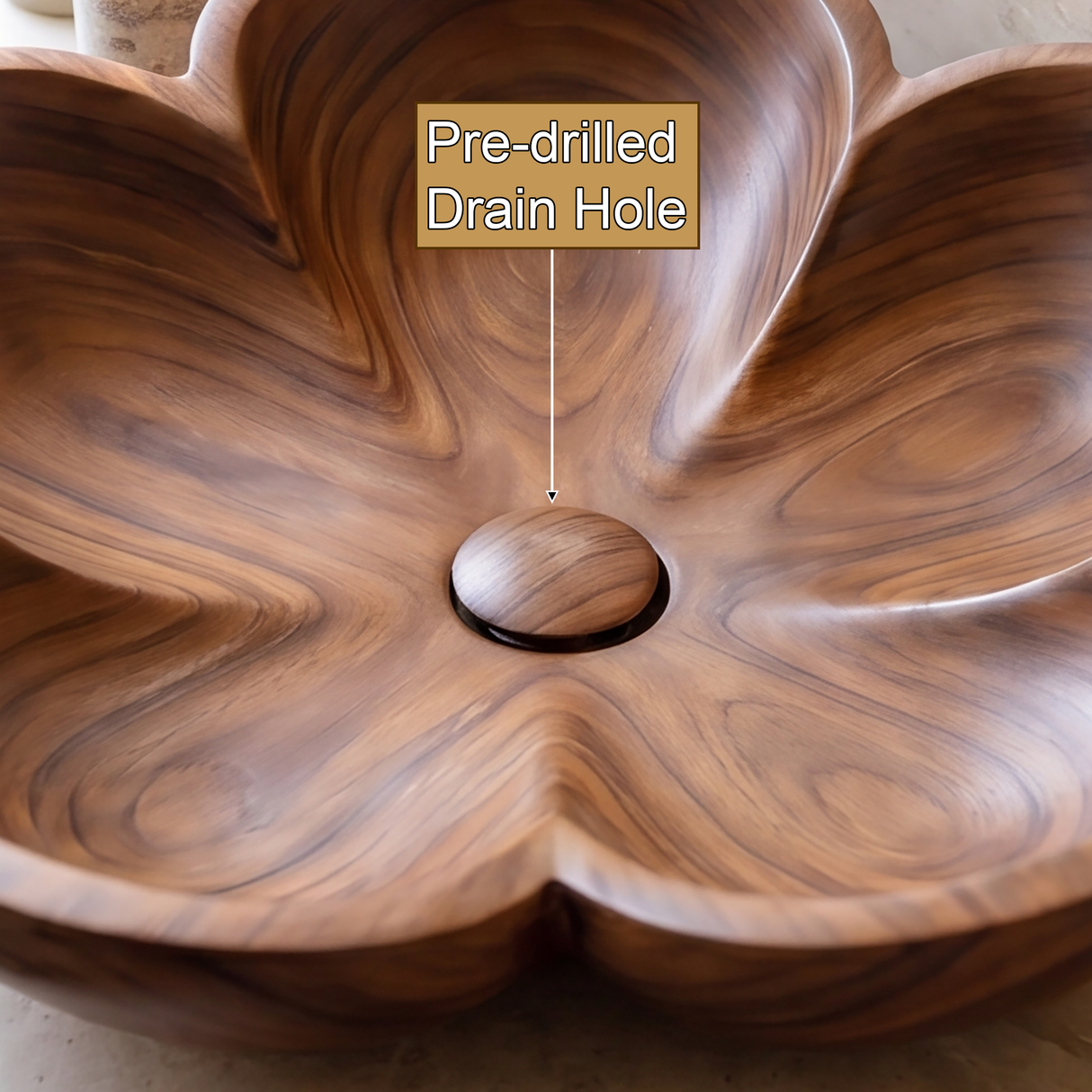 Lunavelle Handcrafted Solid Wood Flower Vessel Sink - Timberustic Vessel Sinks