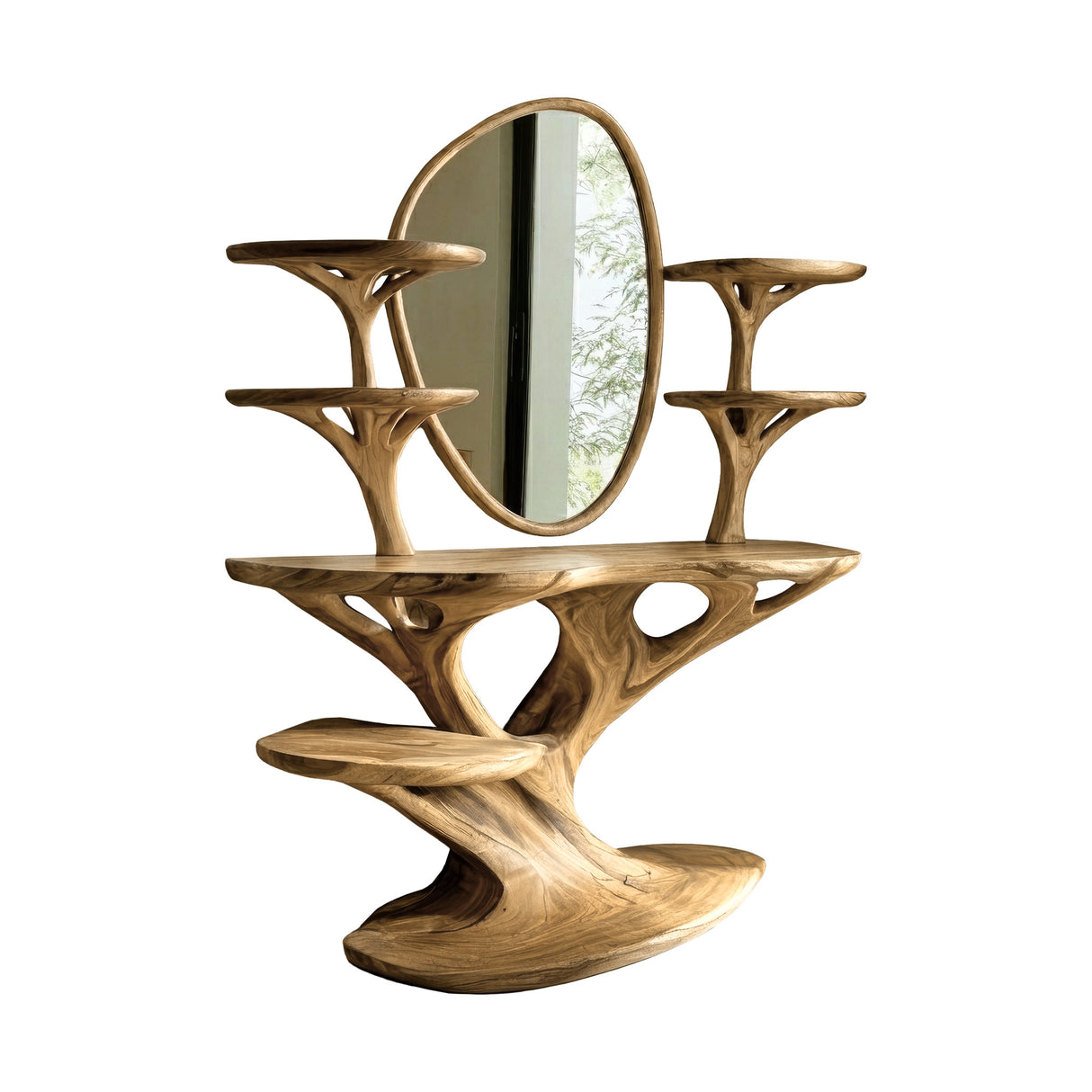 Lunavera Handcrafted Solid Wood Cosmetic Table Natural Oak - Timberustic Cosmetic Table