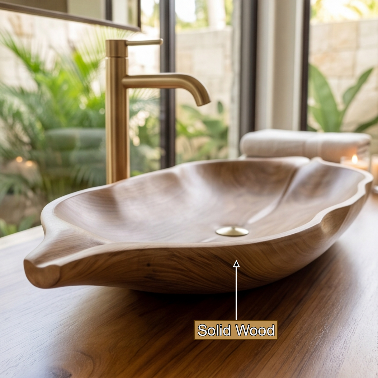 Lunavera Handcrafted Solid Wood Leaf Vessel Sink - Timberustic Vessel Sinks