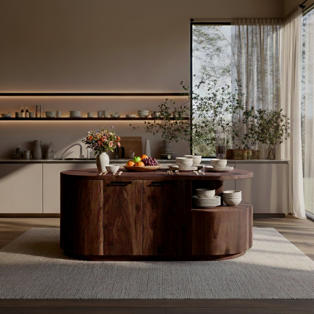 Lunor Arc Solid Wood Kitchen Island - Timberustic Kitchen Island
