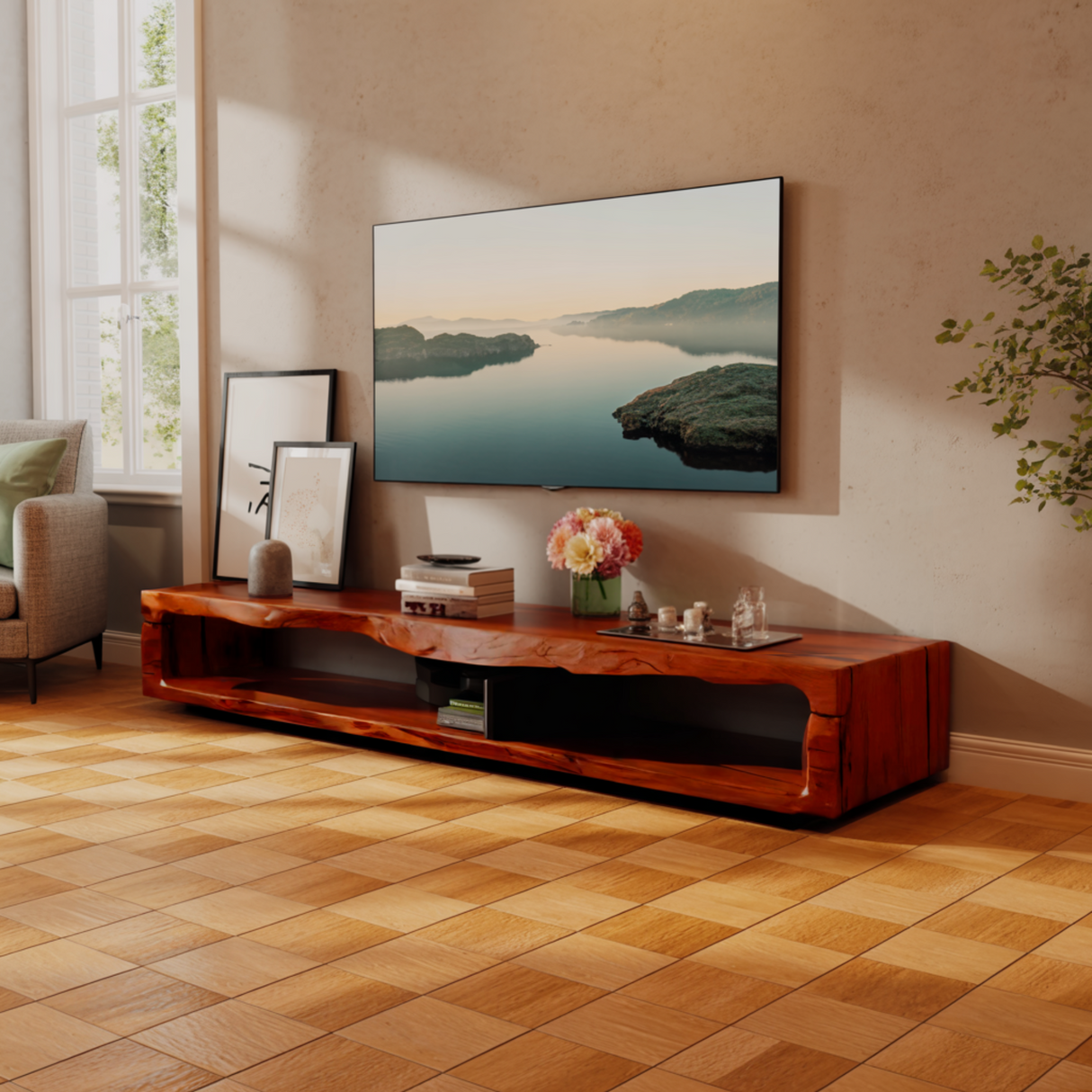 Lunor Organic Modern Solid Wood TV Cabinet