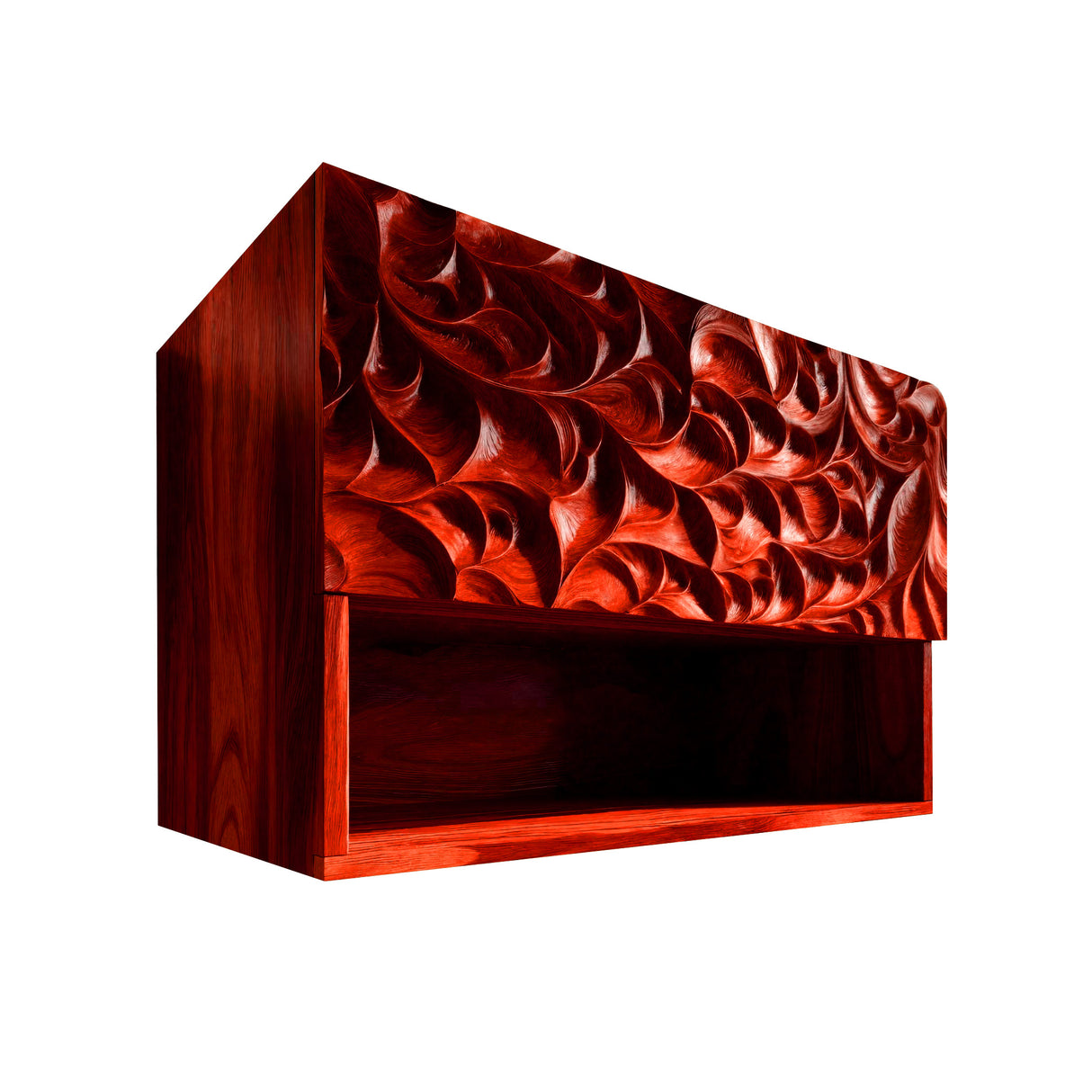 Lunor Sculpted Solid Wood Floating Bathroom Cabinet Mahogany - Timberustic Floating Bathroom Cabinet