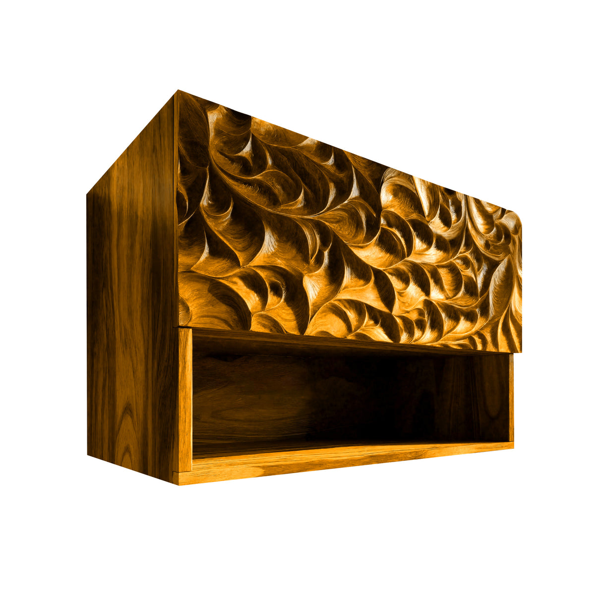 Lunor Sculpted Solid Wood Floating Bathroom Cabinet Teak - Timberustic Floating Bathroom Cabinet