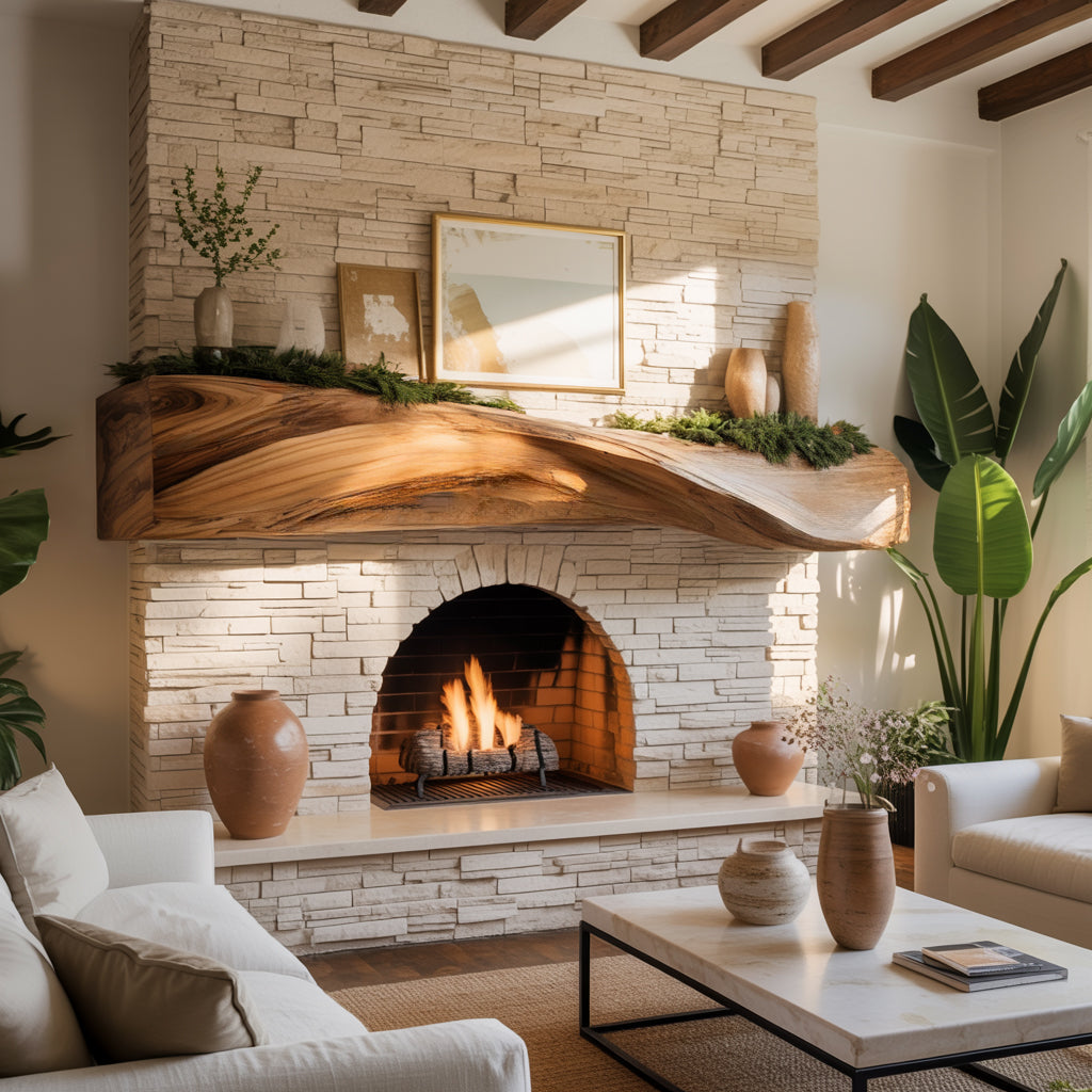 Lunor Waveform Solid Wood Fireplace Mantel Shelf - Timberustic Fireplace Mantel Shelf