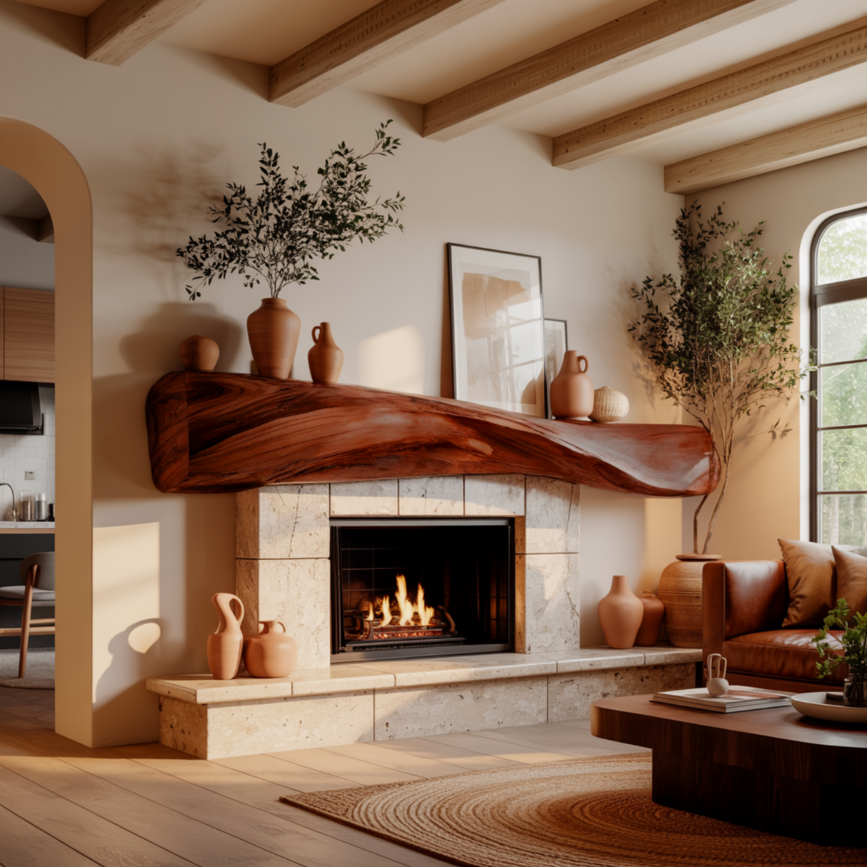 Lunor Waveform Solid Wood Fireplace Mantel Shelf - Timberustic Fireplace Mantel Shelf