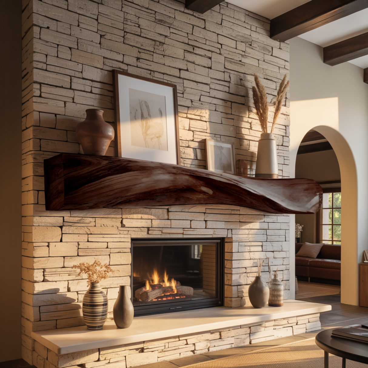 Lunor Waveform Solid Wood Fireplace Mantel Shelf - Timberustic Fireplace Mantel Shelf