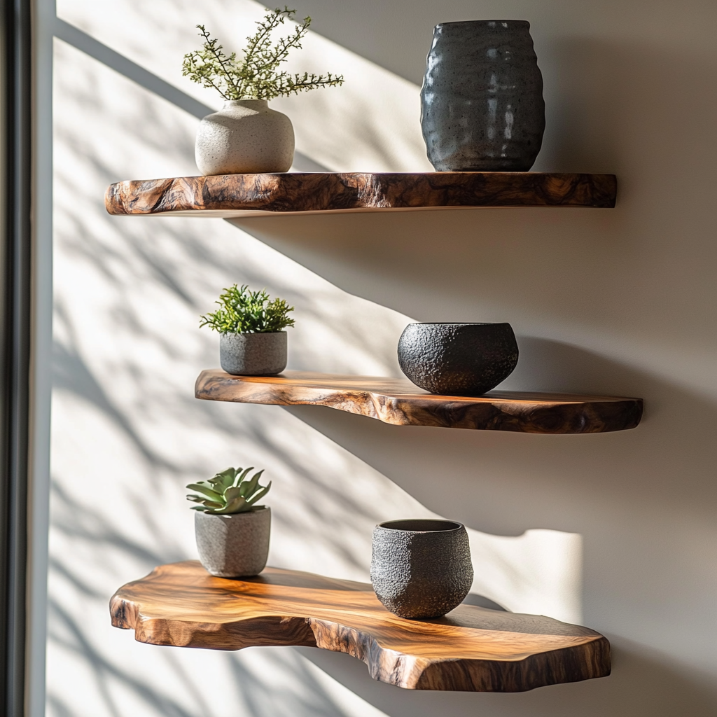 Lunvera Live Edge Solid Wood Floating Shelf SPA194295 - Timberustic Floating Shelf