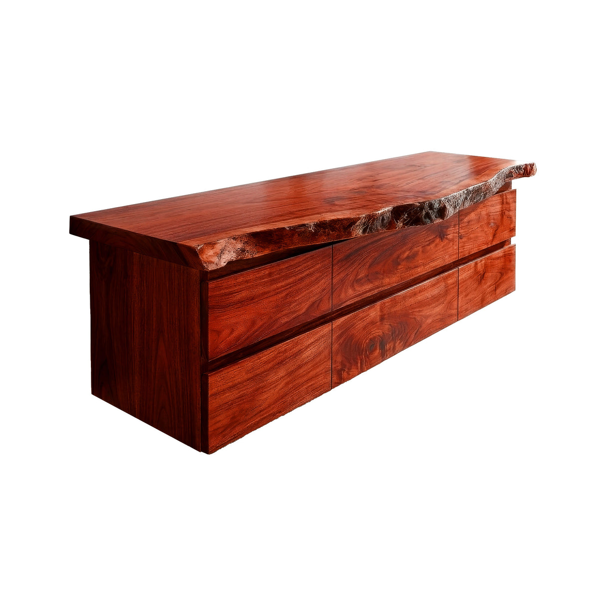 Velmora Live Edge Solid Wood Floating Bathroom Vanity with Drawers Mahogany - Timberustic Floating Bathroom Vanity With Drawers