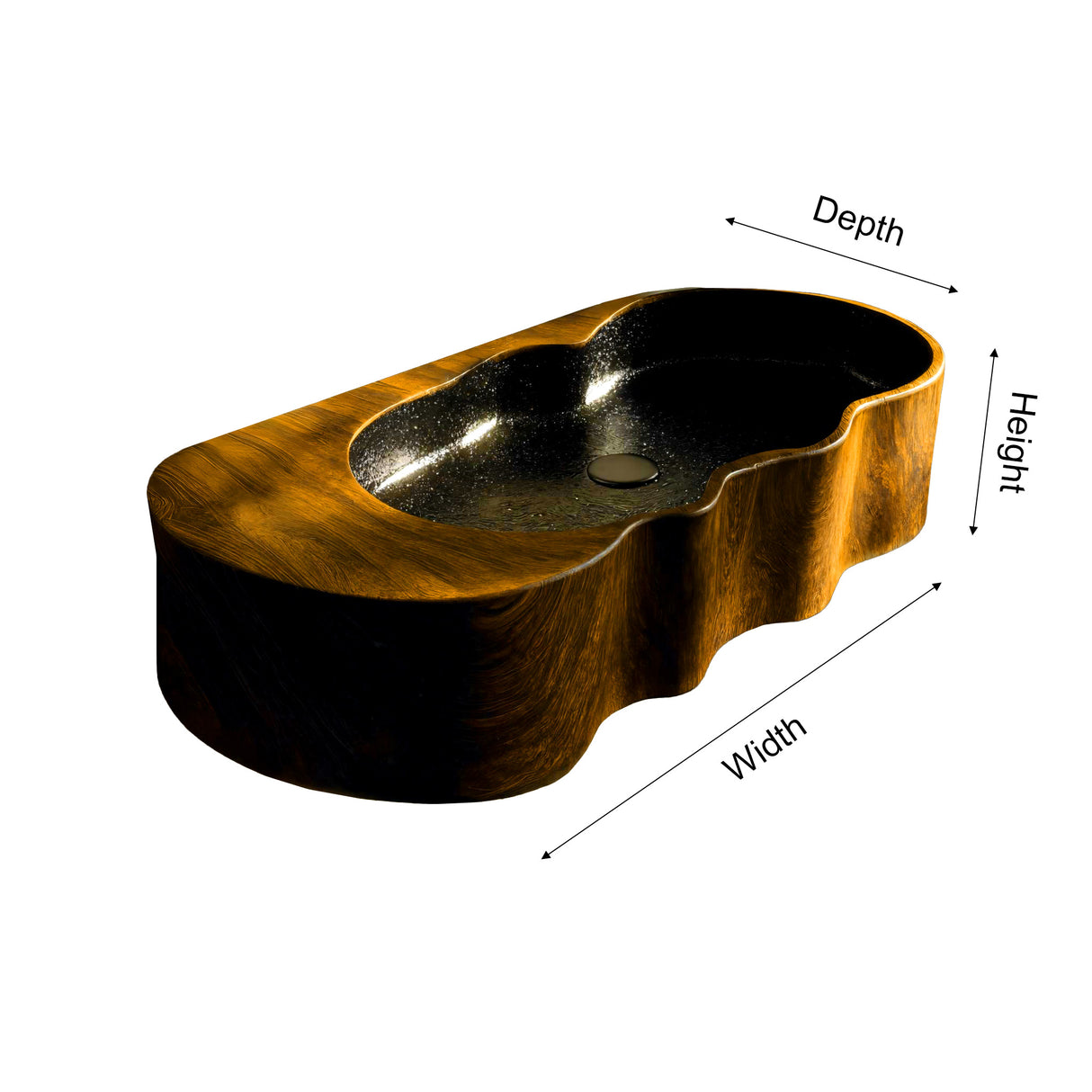 Marbella Contour Solid Wood Floating Vessel Sink