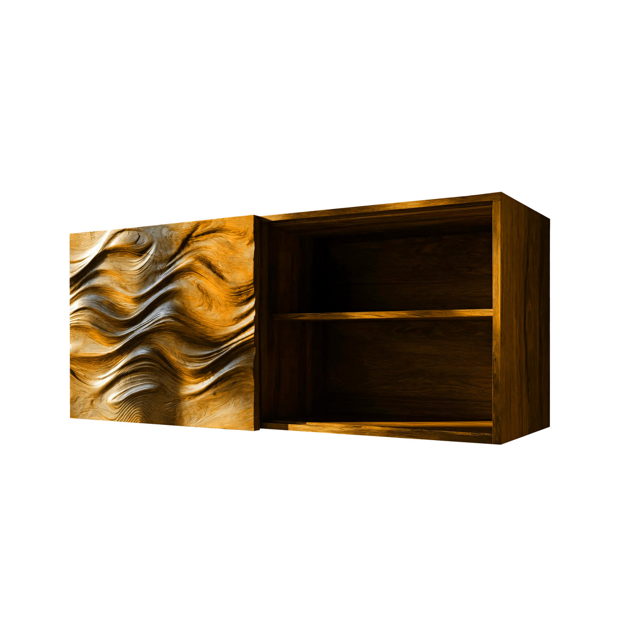 Mareon Live Edge Solid Wood Floating Bathroom Cabinet