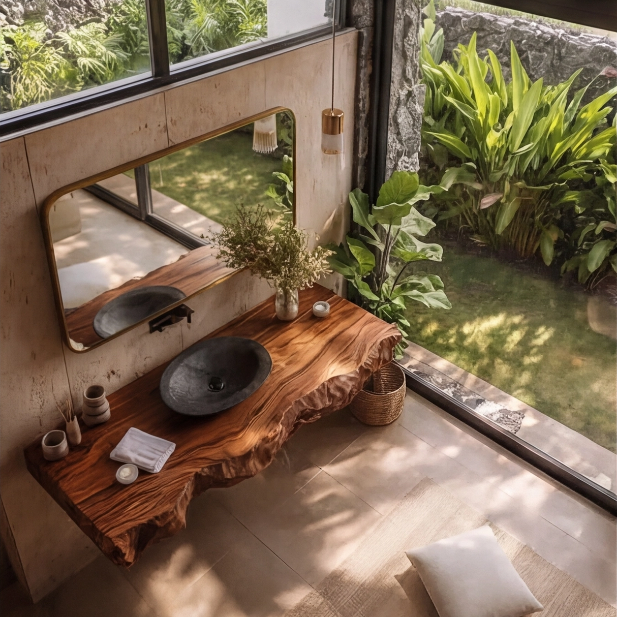 Marvello Live Edge Solid Wood Floating Bathroom Vanity SPA395936 - Timberustic Floating Bathroom Vanity