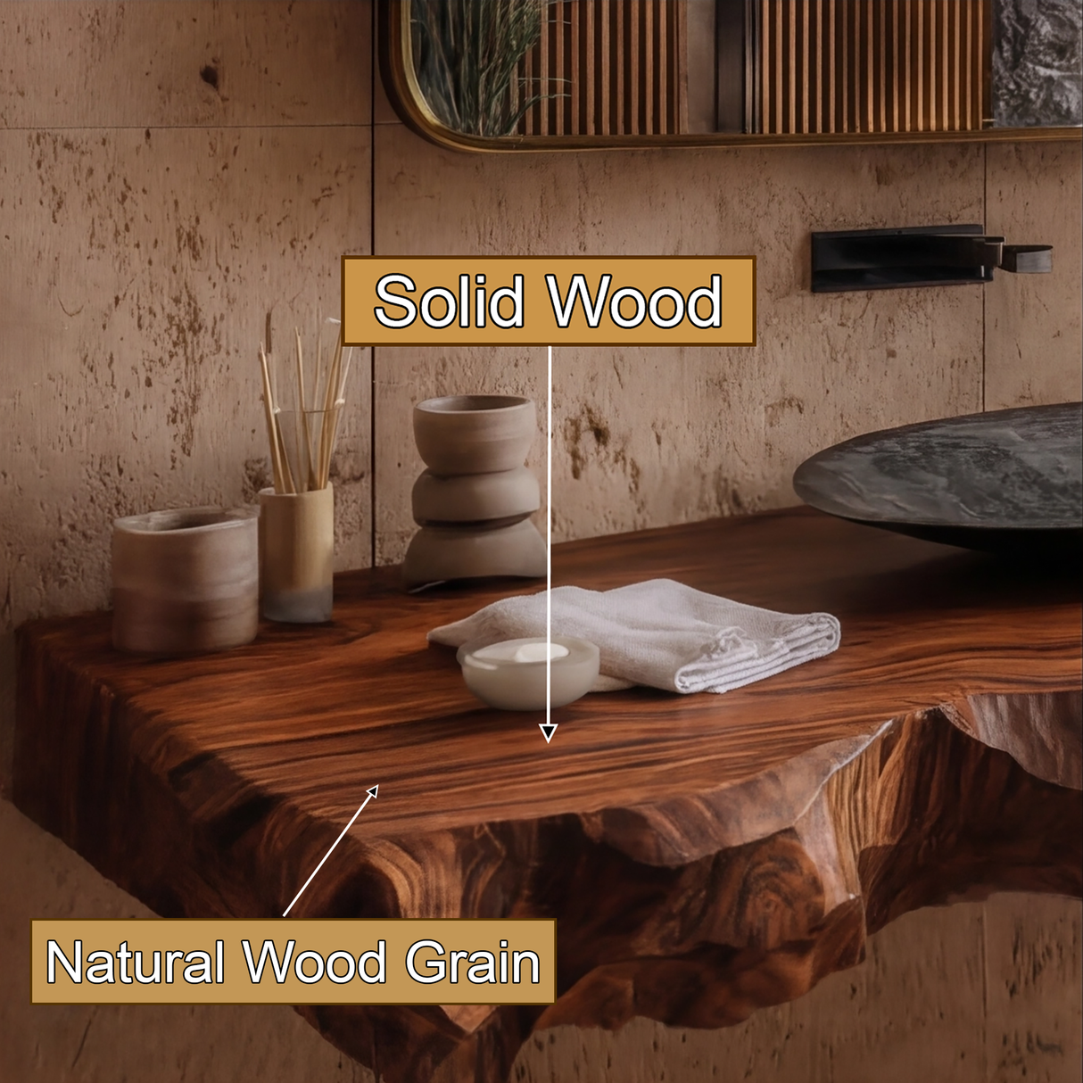 Marvello Live Edge Solid Wood Floating Bathroom Vanity SPA395936 - Timberustic Floating Bathroom Vanity