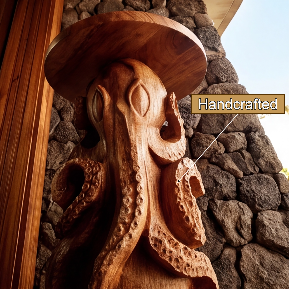 Marvello Sculpted Solid Wood Pedestal Stand - Timberustic Pedestal Stand