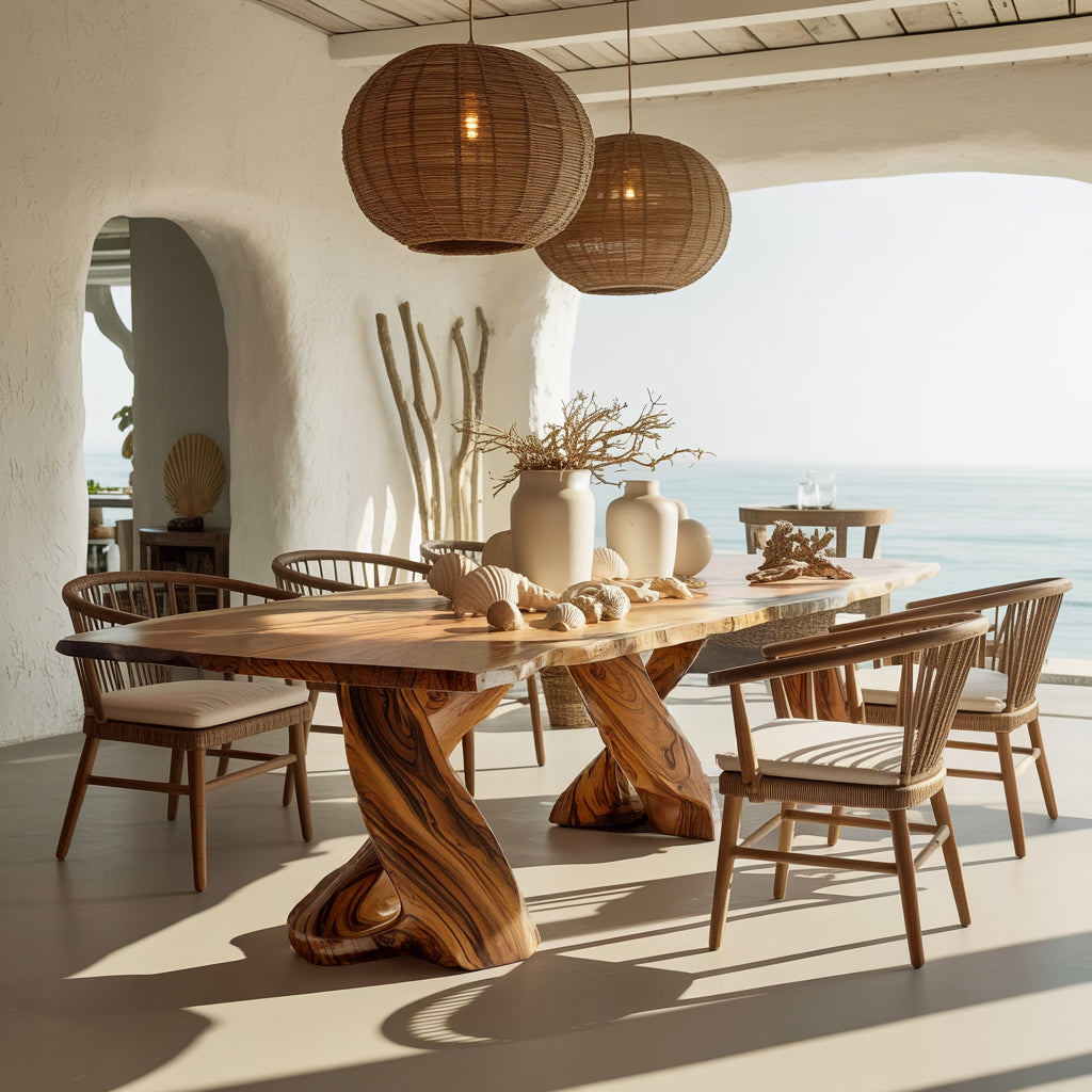 Mediterraneo Twistbase Solid Wood Dining Table - Timberustic Dining Table