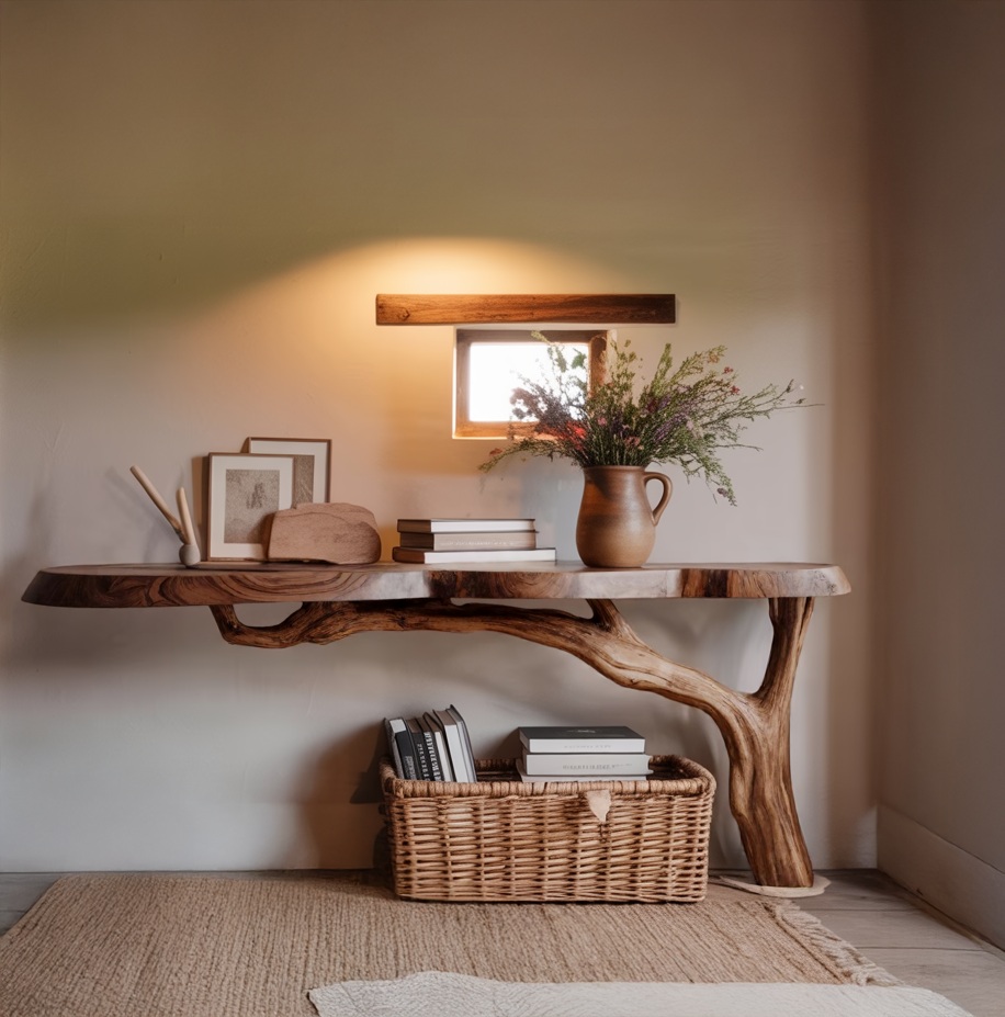Minimalist Solid Wood Slab Console Table