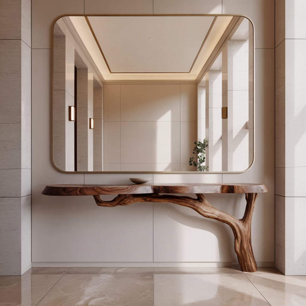 Minimalist Solid Wood Slab Console Table