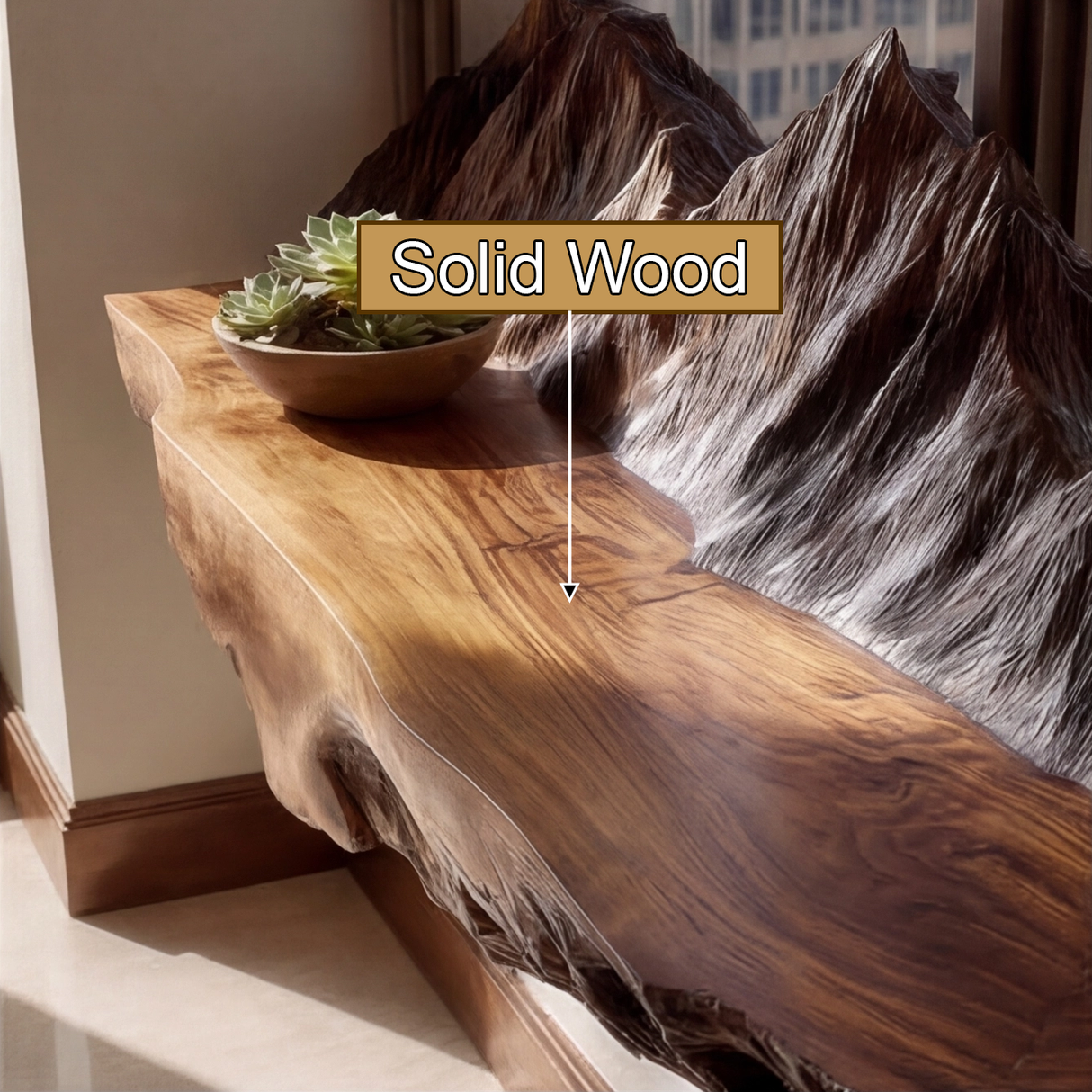 Montara Sculpted Solid Wood Mountain Live Edge Floating Shelf SPA253423 - Timberustic Floating Shelf