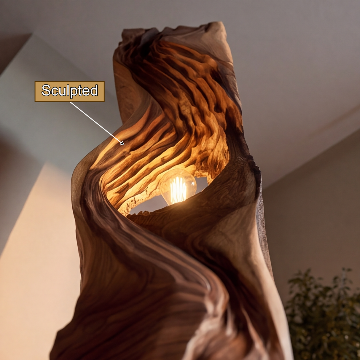 Morvayne Sculpted Solid Wood Floor Lamp - Timberustic Floor Lamp