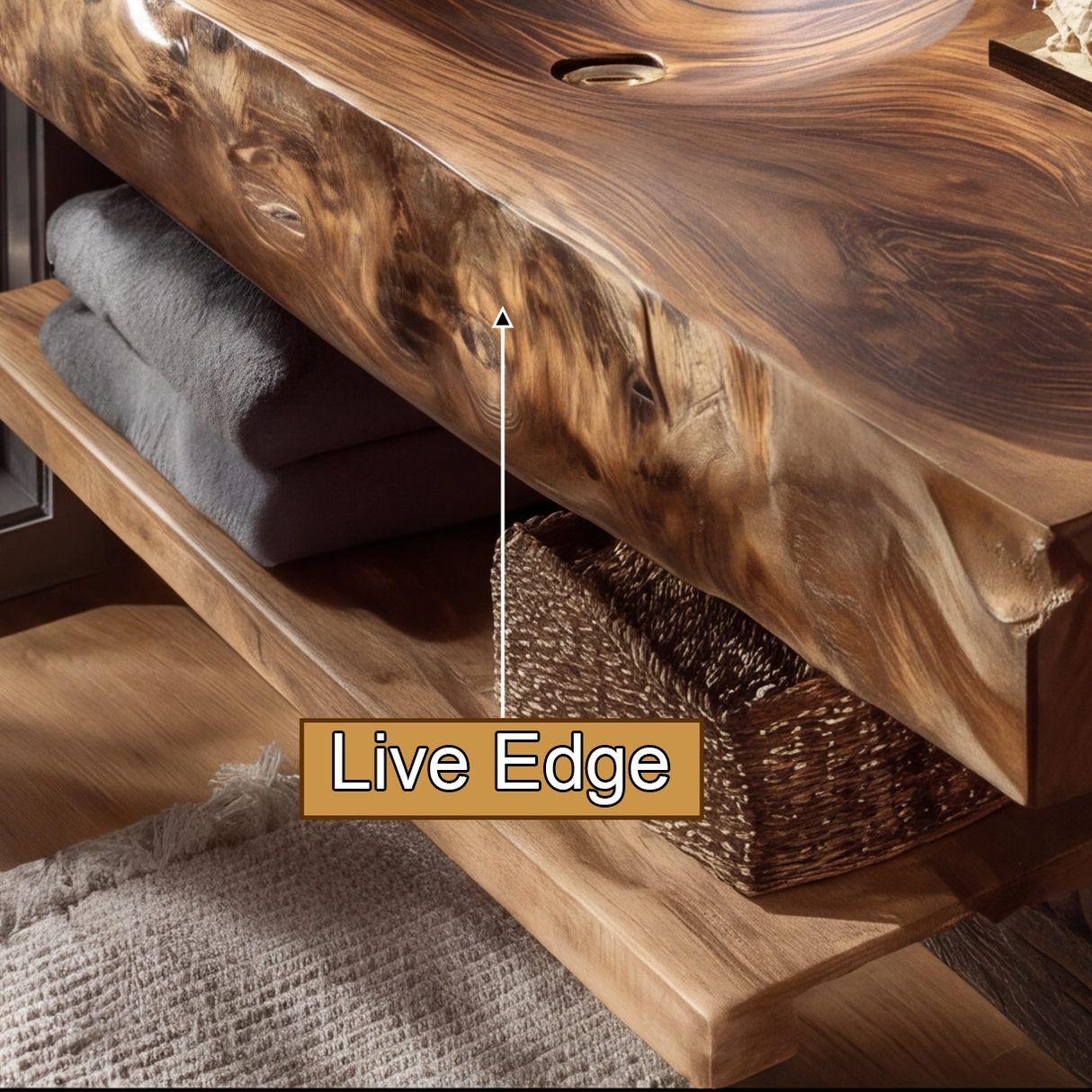 Morvyn Live Edge Solid Wood Floating Bathroom Vanity with Integrated Sink - Timberustic Floating Bathroom Vanity with Integrated Sink