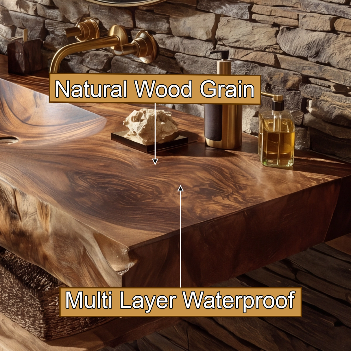 Morvyn Live Edge Solid Wood Floating Bathroom Vanity with Integrated Sink - Timberustic Floating Bathroom Vanity with Integrated Sink