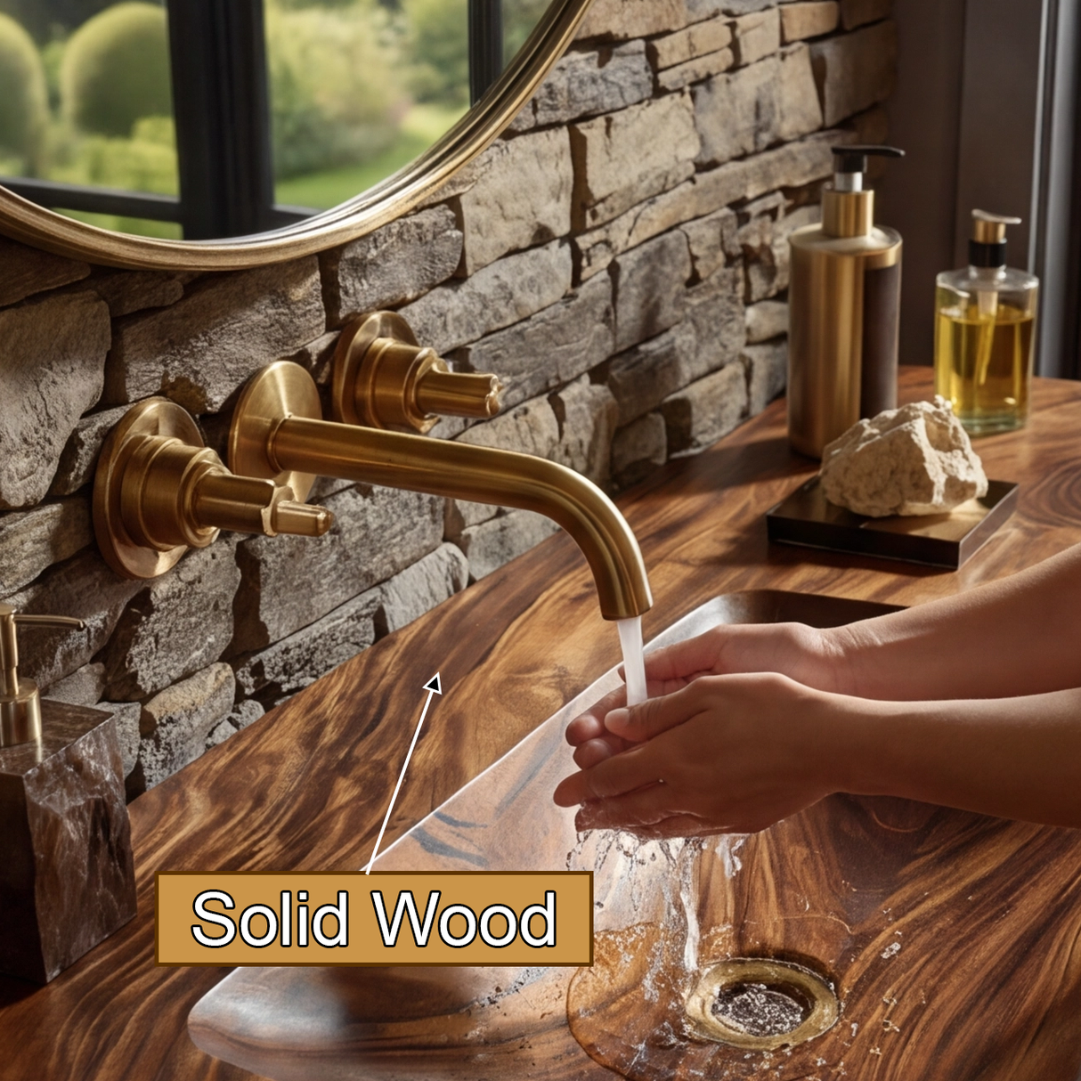 Morvyn Live Edge Solid Wood Floating Bathroom Vanity with Integrated Sink - Timberustic Floating Bathroom Vanity with Integrated Sink