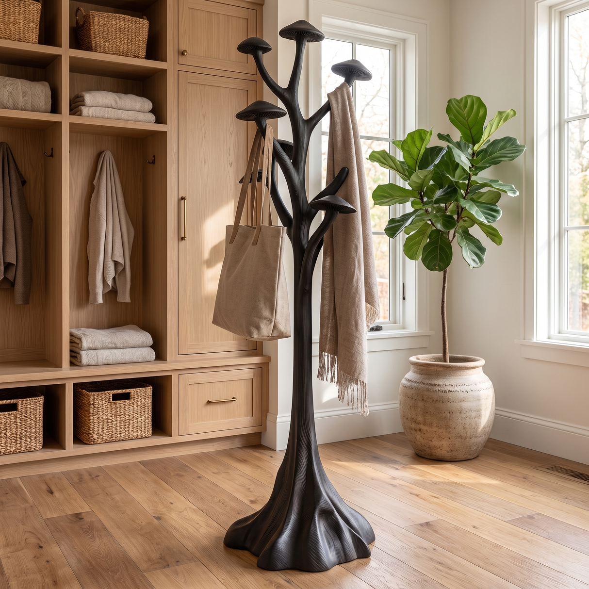 Mosshollow Handcrafted Sculpted Solid Wood Tree Coat Rack - Timberustic Tree Coat Rack